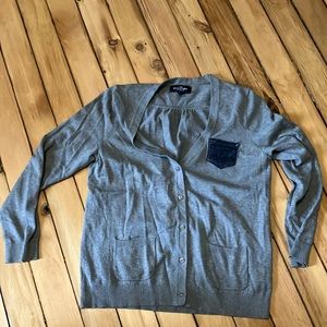 Land’s End Cardigan sweater Size L Gray & denim